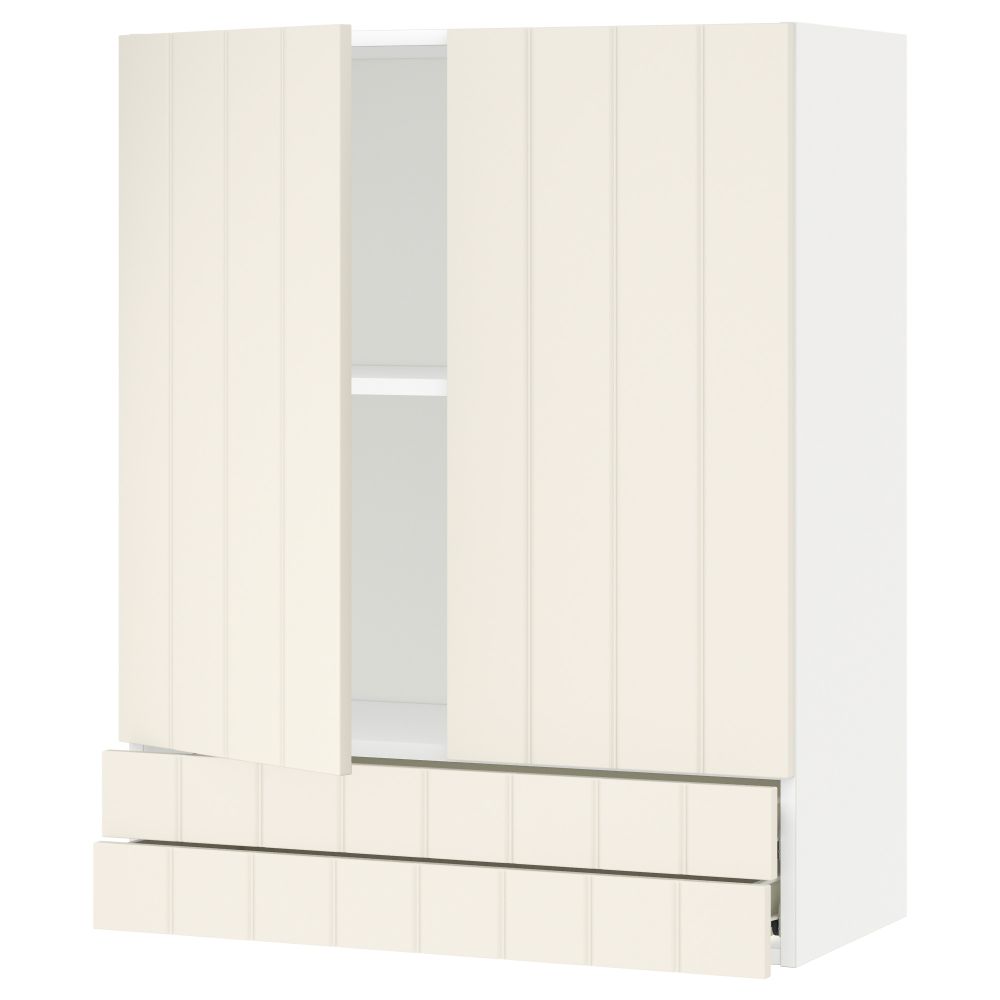 Навесной шкаф, 2 дверцы, 2 ящика МЕТОД / ФОРВАРА, белый, Хитарп белый с оттенком - схема-чертеж с размерами