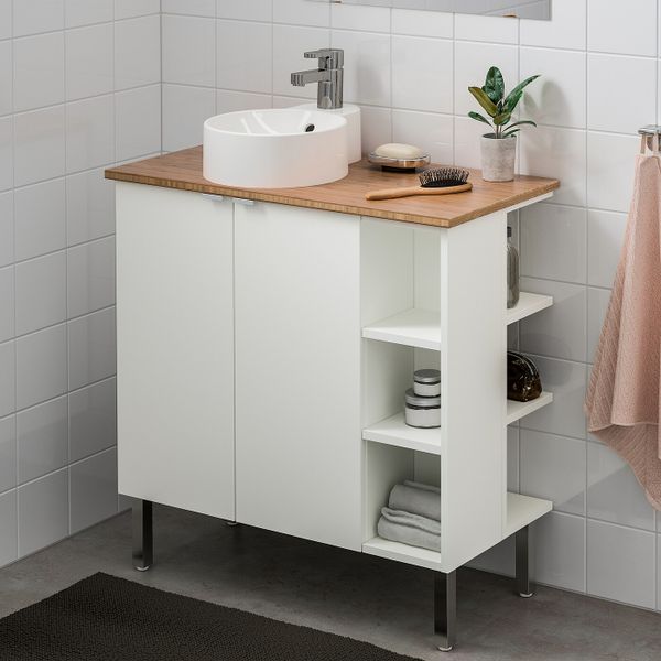 Шкаф под раковину с 2 дверцы, 2 открытыми полк, белый, бамбук ЭНСЕН смеситель 82x40x92 см IKEA ЛИЛЛОНГЕН/ВИСКАН / ГУТВИКЕН - схема-чертеж с размерами