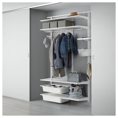 Настенная шина, полки, штанга АЛЬГОТ, белый (154x41x199 см)