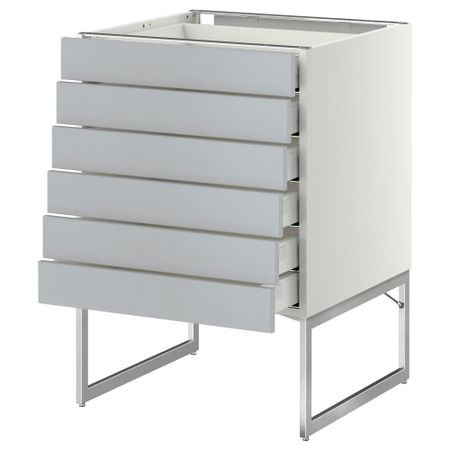 Напольный шкаф 6 фронтальных панелей, 6 нижних ящиков МЕТОД / МАКСИМЕРА, белый, Веддинге серый