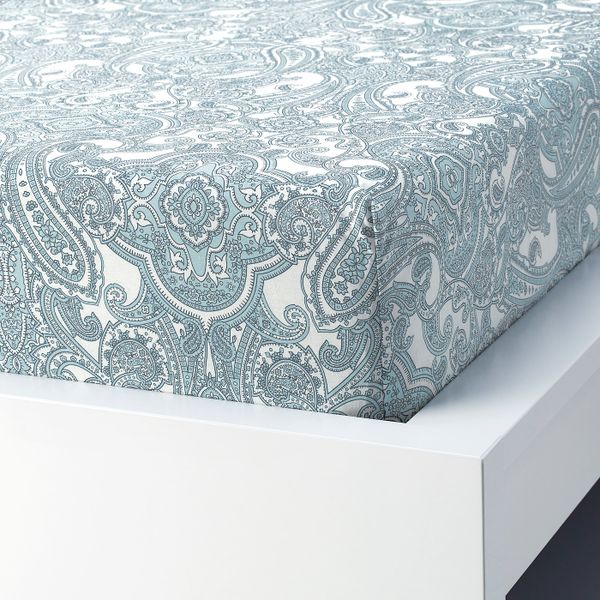 Простыня натяжная, белый, синий 160x200 см IKEA JÄTTEVALLMO ЙЭТТЕВАЛЛМО 504.366.03 - фото 2