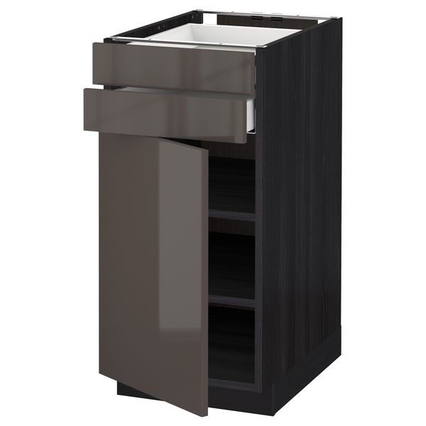 Напольный шкаф с дверцей, 2 ящиками МЕТОД / МАКСИМЕРА, черный, Рингульт серый - схема-чертеж с размерами