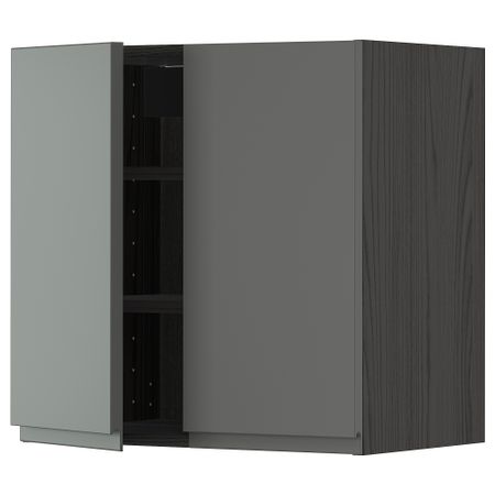Навесной шкаф с полками, 2 дверцы, черный, Voxtorp темно-серый, 60x60 см IKEA METOD МЕТОД 694.606.45