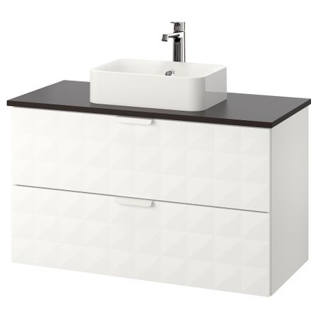 Шкаф со столешницей 45x32 раковина ГОДМОРГОН/ТОЛКЕН / ХОРВИК, Решён белый, антрацит (102x49x72 см)