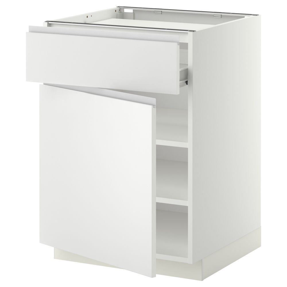 Напольный шкаф для варочной панели, ящик, полка, дверцы МЕТОД / ФОРВАРА, белый, Нодста белый - фото 1