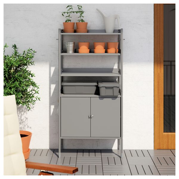 Шкаф+стеллаж для дома/сада ХИНДЭ, серый (78x158 см) - фото 3