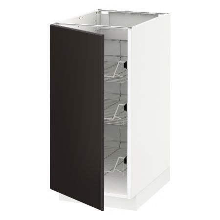 Напольный шкаф, проволочные корзины, 40x60 см, белый, Kungsbacka антрацит IKEA METOD МЕТОД 794.550.59
