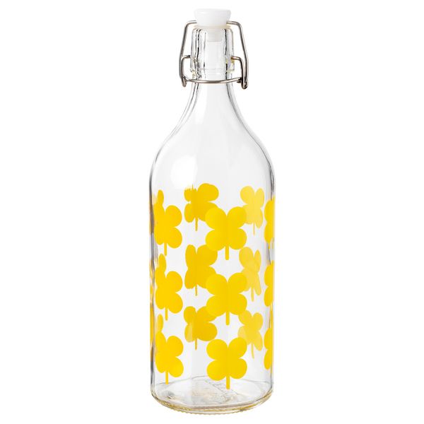 Бутылка с пробкой СОММАР 2019, прозрачное стекло, с рисунком (1 л) - схема-чертеж с размерами