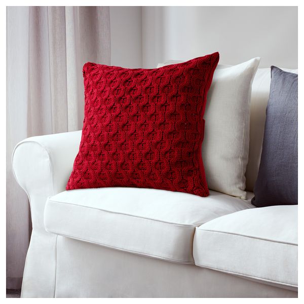 Чехол на подушку ВИВИАННА, вязаный, красный (50x50 см) - фото 3