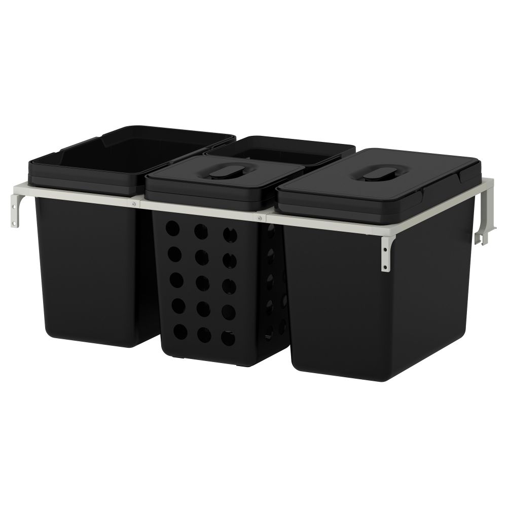 Мусорные контейнеры для шкафа ВАРЬЕРА / УТРУСТА (80 см 74 л) - схема-чертеж с размерами