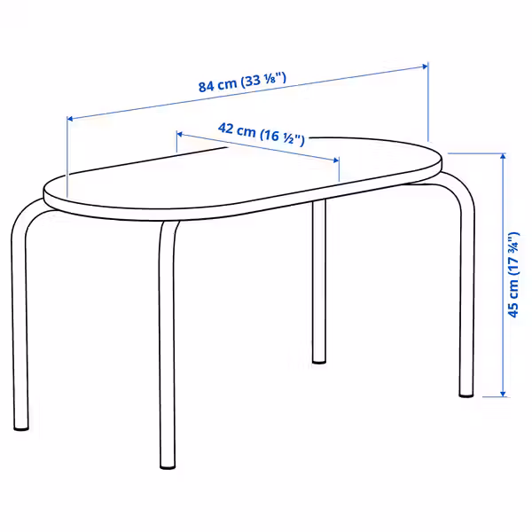 GREJSIMOJS ГРЕЙСИМОЙС Стол детский - дерево/оранжевый 84x42 см - схема-чертеж с размерами