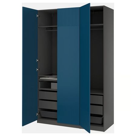PAX / FYRUDDEN Гардероб, комбинация - темно-серый/синий 150x60x236 см