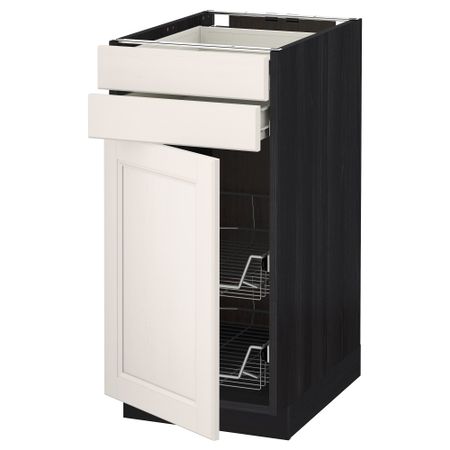 Напольный шкаф, дверца, 2 ящика, проволочных корзин МЕТОД / ФОРВАРА, черный, Лаксарби белый