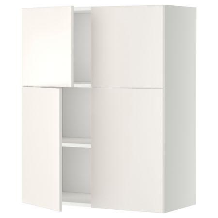 Навесной шкаф с полками, 4 дверцы МЕТОД, белый, Веддинге белый (80x100 см)