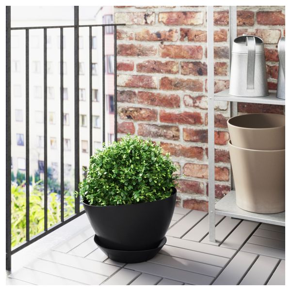 Горшок цветочный с поддоном БИГАРРО, д/дома/улицы черный, черный - фото 2