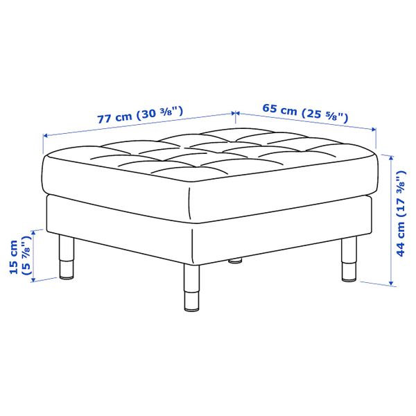 Табурет для ног, Гранн/Бумстад черный-металл IKEA LANDSKRONA ЛАНДСКРУНА 592.488.91 - схема-чертеж с размерами
