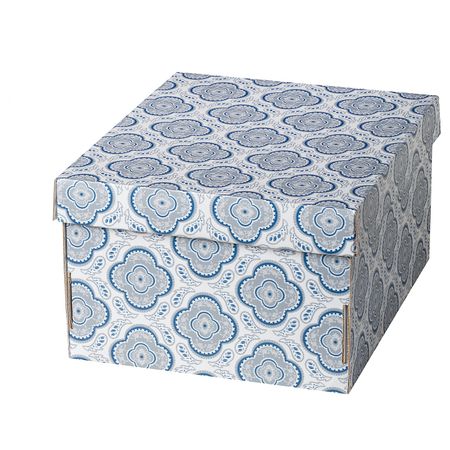 Коробка с крышкой, серый/цветок 26x32x17 см IKEA SMEKA СМЕКА 304.732.67