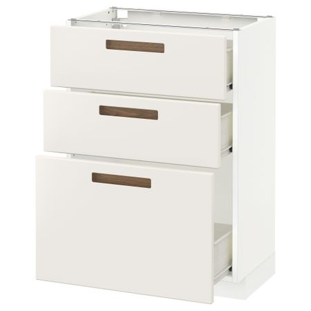 Напольный шкаф с 3 ящиками МЕТОД / ФОРВАРА, белый, Мэрста белый