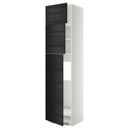 Высокий шкаф для холодильника/3дверцы, белый, Тингсрид черный 60x60x240 см IKEA МЕТОД 092.331.23