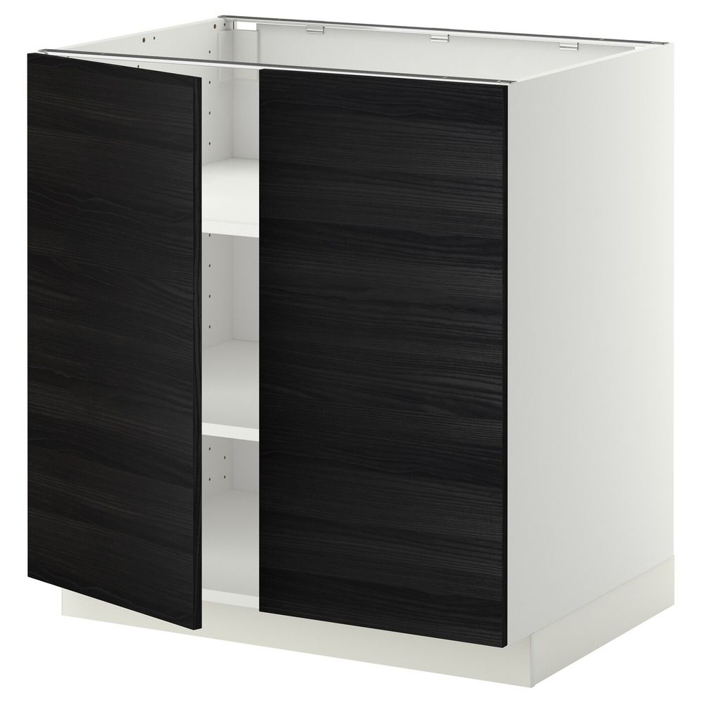 Напольный шкаф с полками/2двери, белый, Тингсрид черный 80x60 см IKEA МЕТОД 692.247.43 - схема-чертеж с размерами