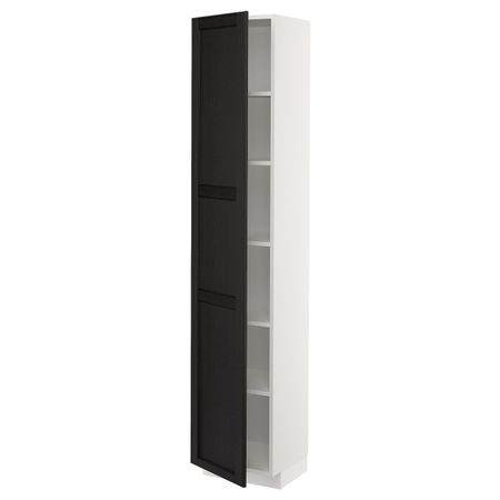 Высокий шкаф с полками, белый/Лерхюттан черная морилка 40x37x200 см IKEA METOD МЕТОД 292.584.24