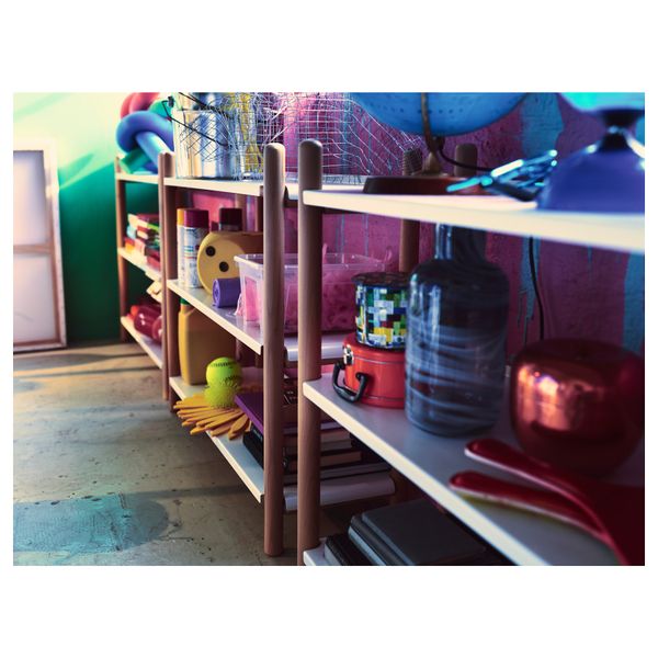 Стеллаж ИКЕА ПС 2017, бук, белый (90x74 см) - схема-чертеж с размерами