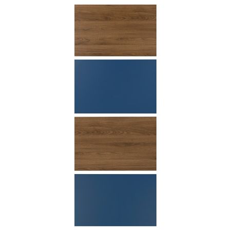 MEHAMN 4 панели д/рамы раздвижной дверцы - под грецкий орех/синий 75x201 см