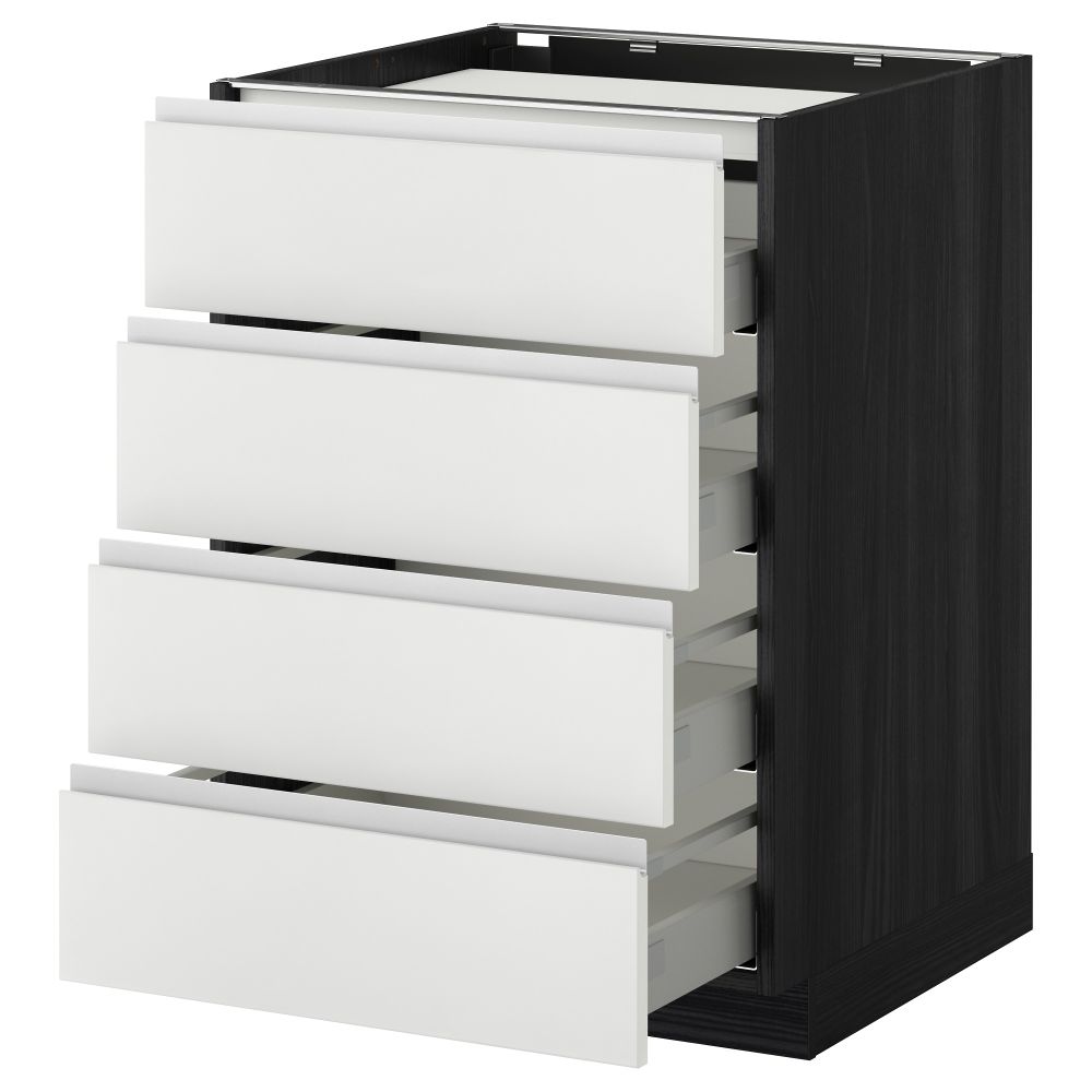 Напольный шкаф, 4 фронтальных панели, 4 ящика МЕТОД / МАКСИМЕРА, черный, Нодста белый - фото 1