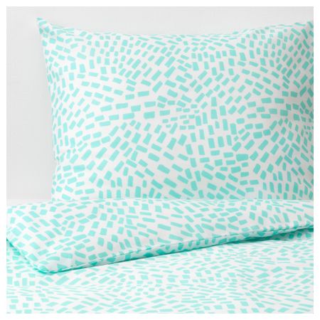 Пододеяльник и 1 наволочка СОММАР 2018, белый, бирюзовый (150x200/50x70 см)