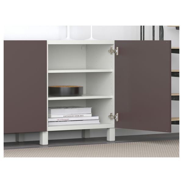 Комбинация для хранения с дверцами БЕСТО, белый, Вальвикен темно-коричневый (180x40x74 см) - схема-чертеж с размерами