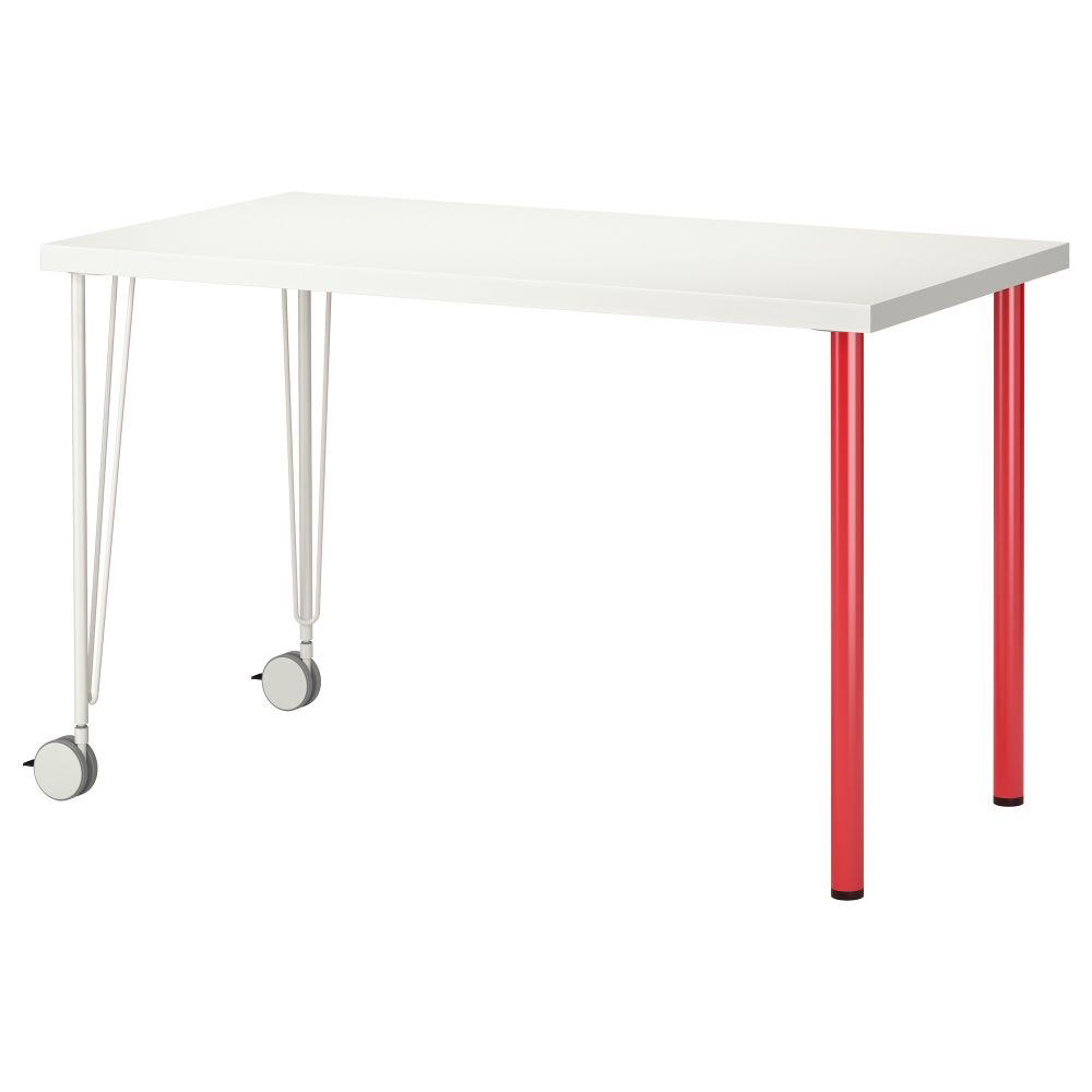 Стол ЛИННМОН / КРИЛЛЕ, белый, красный (120x60 см) - схема-чертеж с размерами