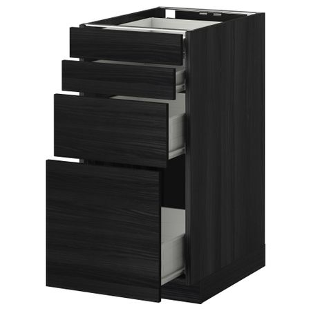 Напольный шкаф 4 фронтальных панели, 4 ящика МЕТОД / ФОРВАРА, черный, Тингсрид черный