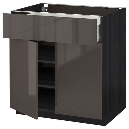 Напольный шкаф + ящик, 2 дверцы МЕТОД / ФОРВАРА, черный, Рингульт серый