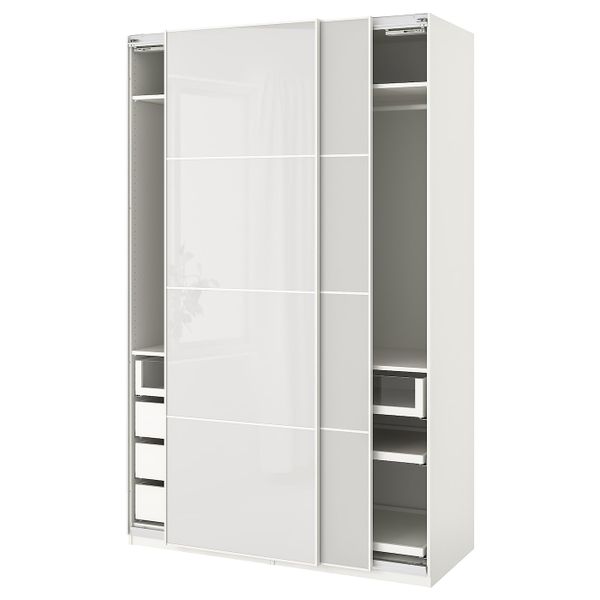 Гардероб, белый/Хокксунд светло-серый 150x66x236 см IKEA PAX ПАКС 793.056.73 - фото 1