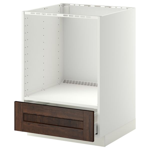 Напольный шкаф для духовки, с ящиком МЕТОД / МАКСИМЕРА, белый, Эдсерум коричневый (60x60 см) - схема-чертеж с размерами