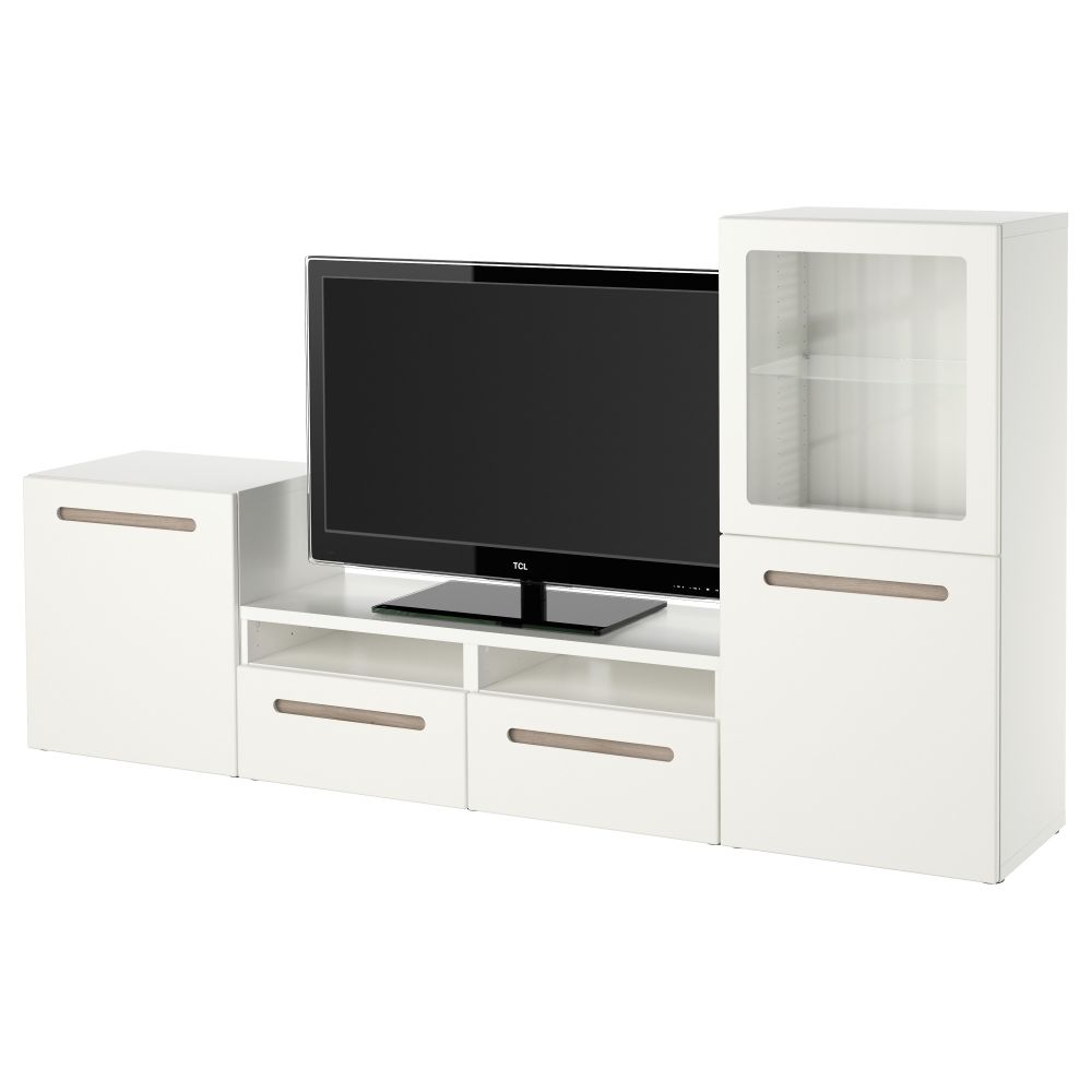 Шкаф для ТВ, комбинированный, стекляные дверцы БЕСТО, Марвикен белый прозрачное стекло (240x40x128 см) - фото 1