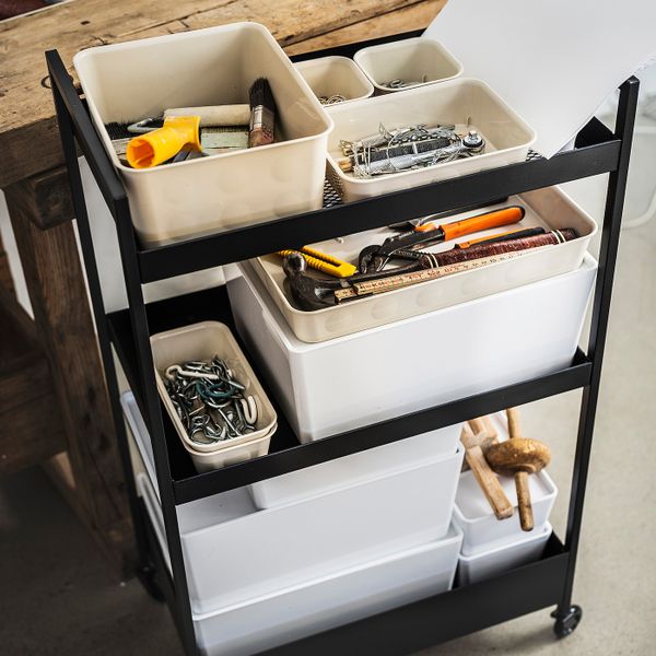 Органайзер, пластик/бежевый 20x25x10 см IKEA NOJIG НОЙИГ 404.681.09 - схема-чертеж с размерами