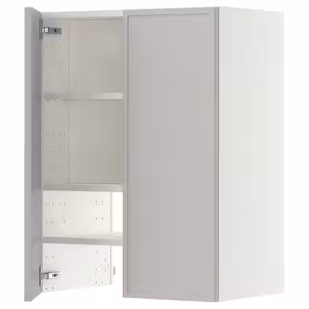 METOD Навесной шкаф д/вытяжки/полка/дверь - белый/Aspudden светло-серый 60x80 см
