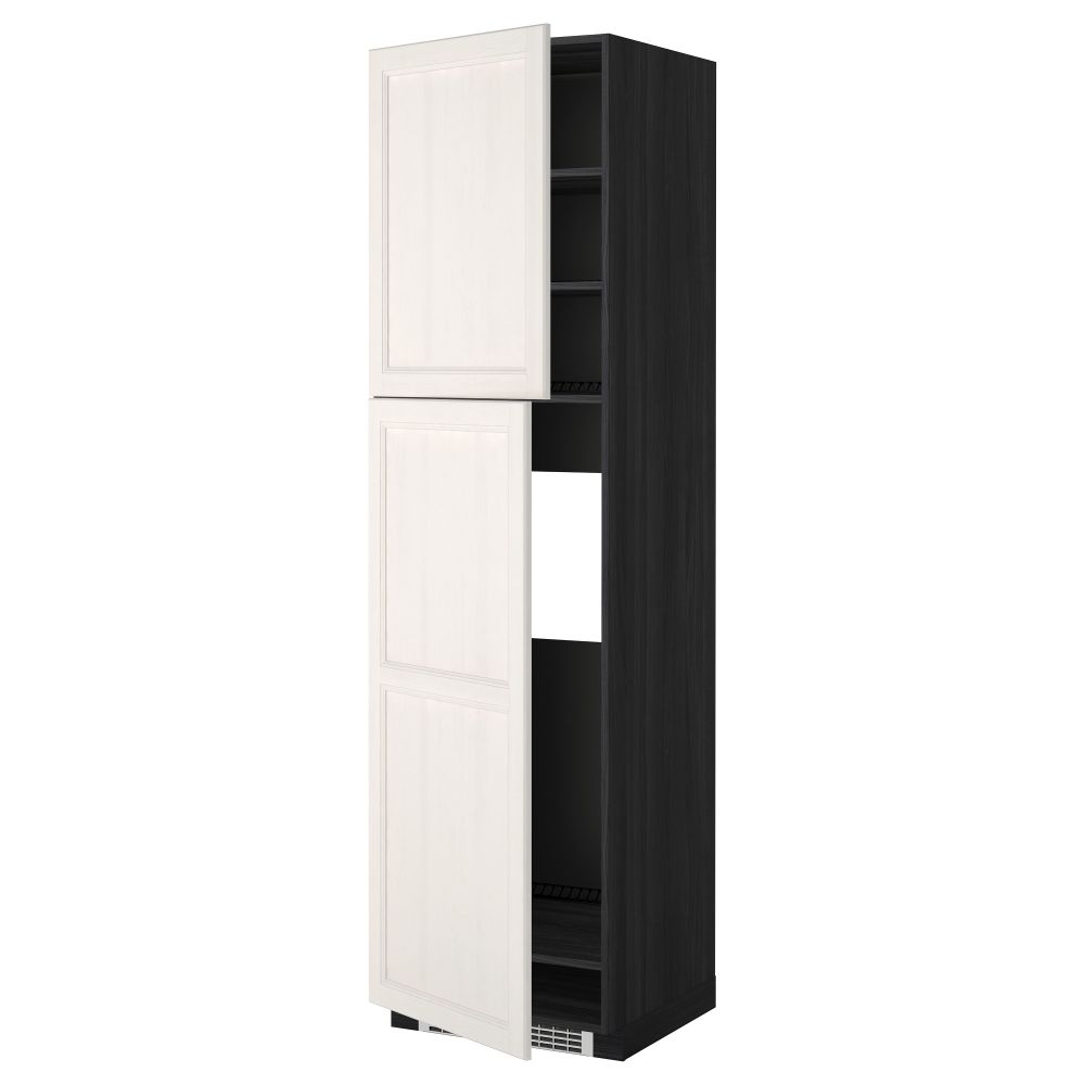 Высокий шкаф для холодильника, 2 дверцы МЕТОД, черный, Лаксарби белый - схема-чертеж с размерами