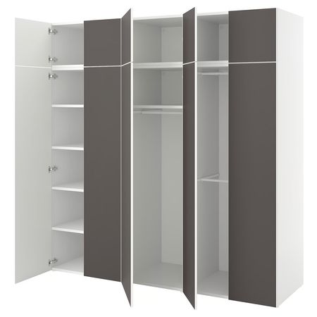 PLATSA Гардероб с 10 дверями - белый/Skatval темно-серый 220x57x221 см