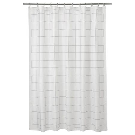 Штора для ванной, белый, серый 180x200 см IKEA RÄLLSJÖN РЭЛЛЬШЁН 204.701.32