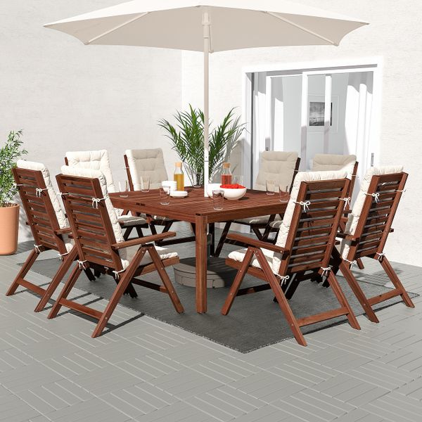 Стол+8кресел,д/сада, коричневая морилка/Куддарна бежевый IKEA ÄPPLARÖ ЭПЛАРО 192.897.65 - фото 2