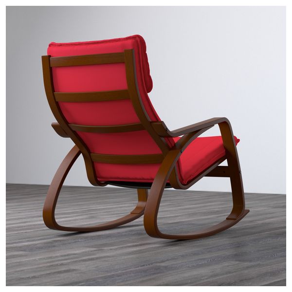 Кресло-качалка ПОЭНГ, классический коричневый, Ранста красный - фото 5