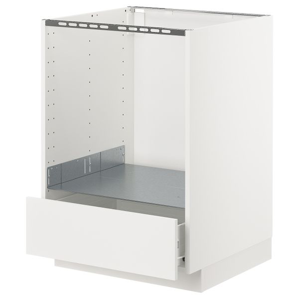Напольный шкаф для духовки, с ящиком, белый/Хэггеби белый 60x60 см IKEA МЕТОД / ФОРВАРА 292.620.15 - схема-чертеж с размерами
