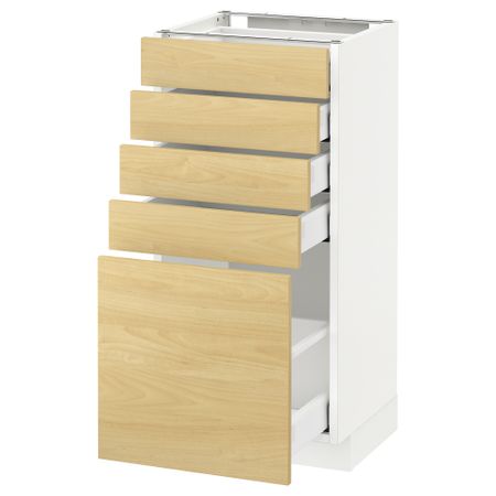 Напольный шкаф с 5 ящиками МЕТОД / МАКСИМЕРА, белый, Тингсрид береза