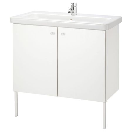 Шкаф под раковину с 2 дверец, белый/ПИЛКОН смеситель 84x43x88 см IKEA FISKÅN ФИСКОН / TVÄLLEN ТВЭЛЛЕН 994.304.35