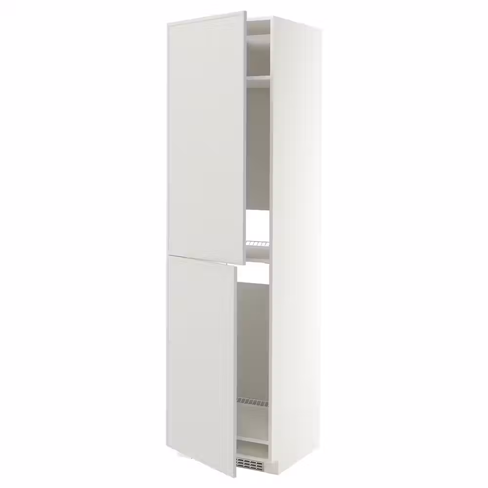 METOD Высокий шкаф д/холодильн/морозильн - белый/Aspudden светло-серый 60x60x220 см - фото 1