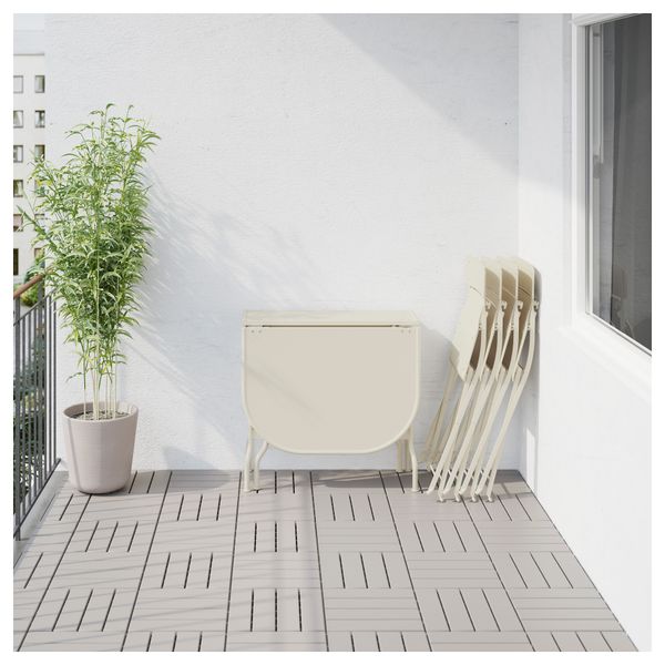 Стол + 4 складных стула, для сада САЛЬТХОЛЬМЕН, бежевый - схема-чертеж с размерами