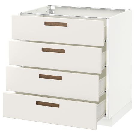 Напольный шкаф 4 фронтальных панели, 4 ящика МЕТОД / ФОРВАРА, белый, Мэрста белый