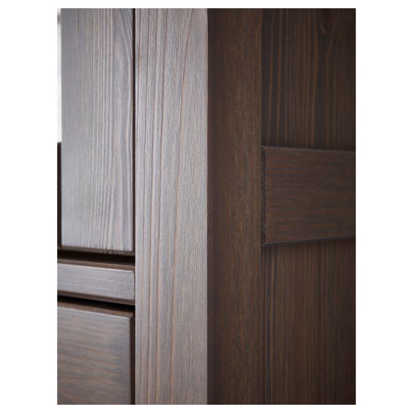 Шкаф-витрина с 3 ящиками ХЕМНЭС, серо-коричневый (90x197 см) - фото 5